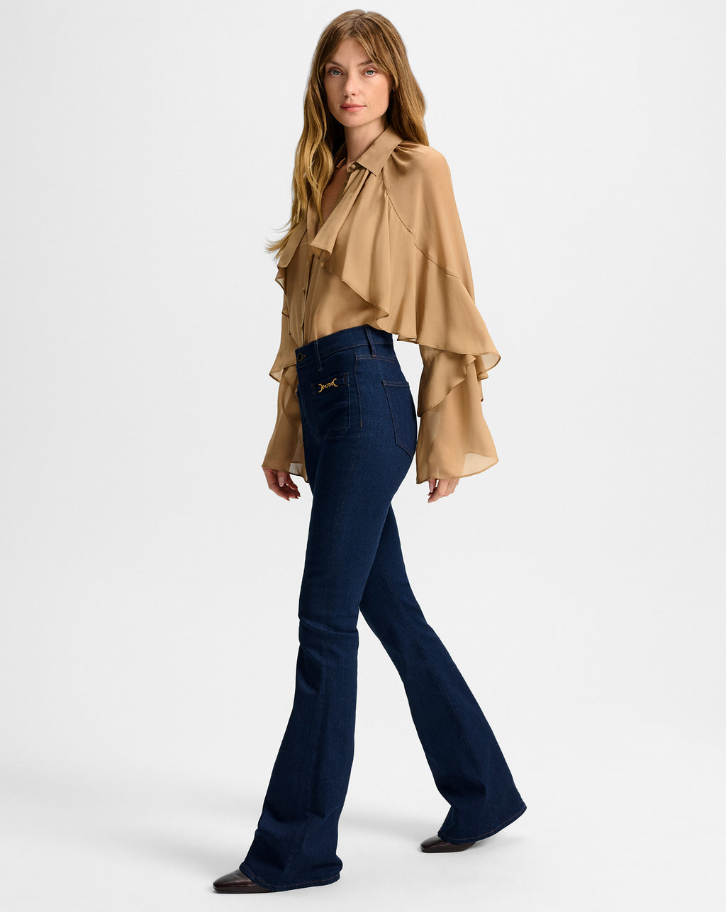 Veronica Beard Beverly Chain-Pocket Skinny-Flare Jean - Indigo Rinse