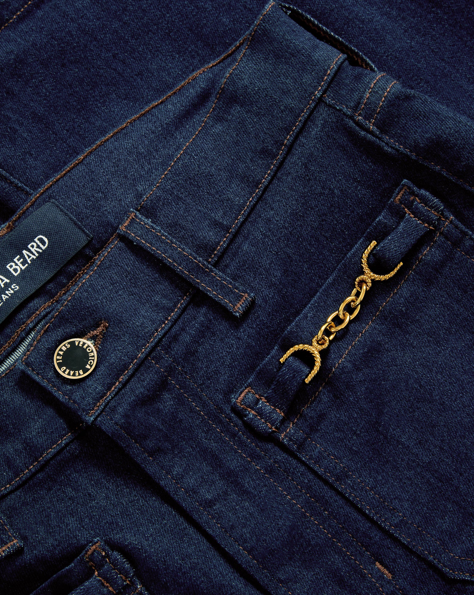 Veronica Beard Beverly Chain-Pocket Skinny-Flare Jean - Indigo Rinse