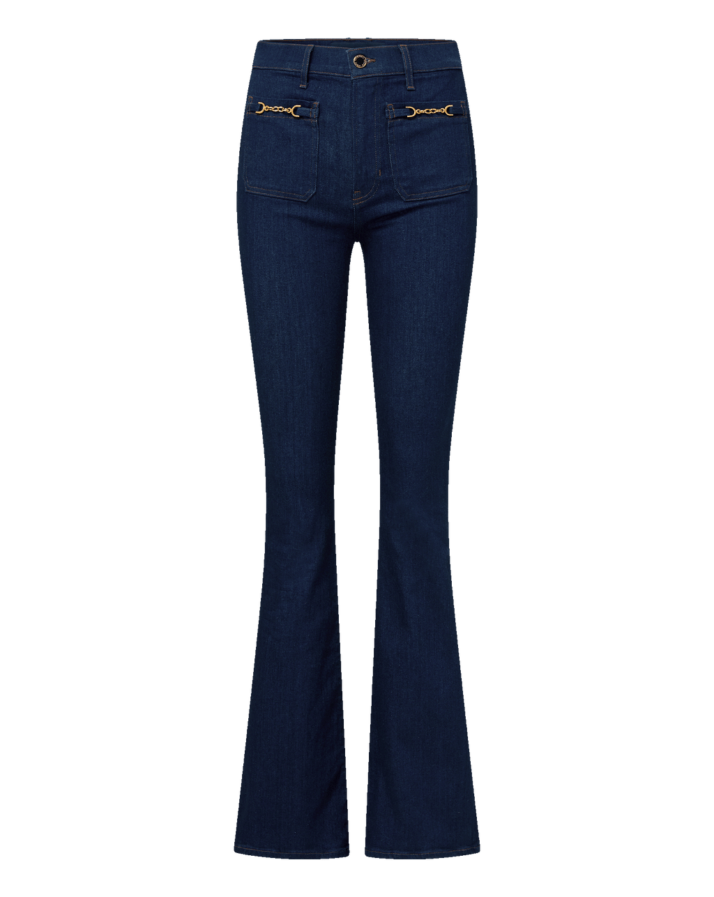 Veronica Beard Beverly Chain-Pocket Skinny-Flare Jean - Indigo Rinse