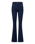 Veronica Beard Beverly Chain-Pocket Skinny-Flare Jean - Indigo Rinse