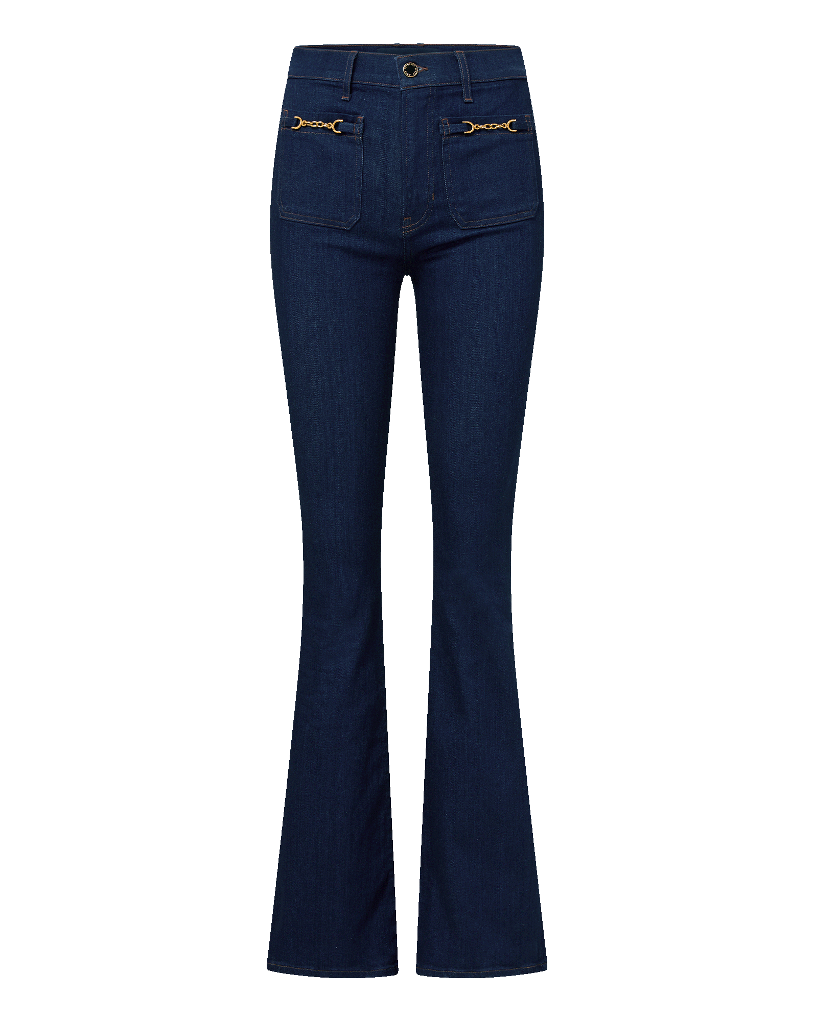 Veronica Beard Beverly Chain-Pocket Skinny-Flare Jean - Indigo Rinse