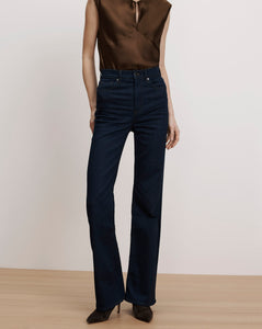 Veronica Beard Crosbie Slim Wide-Leg Jean - Indigo Rinse