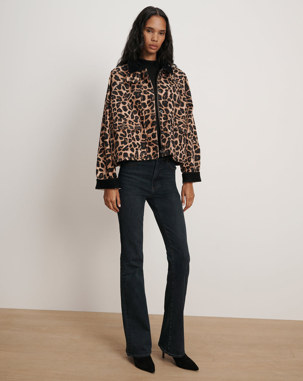 Veronica Beard Arlo Leopard Chore Jacket - Washed Leopard