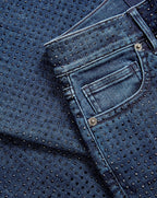 Veronica Beard Beverly Rhinestone Skinny-Flare Jean - Indigo Rinse
