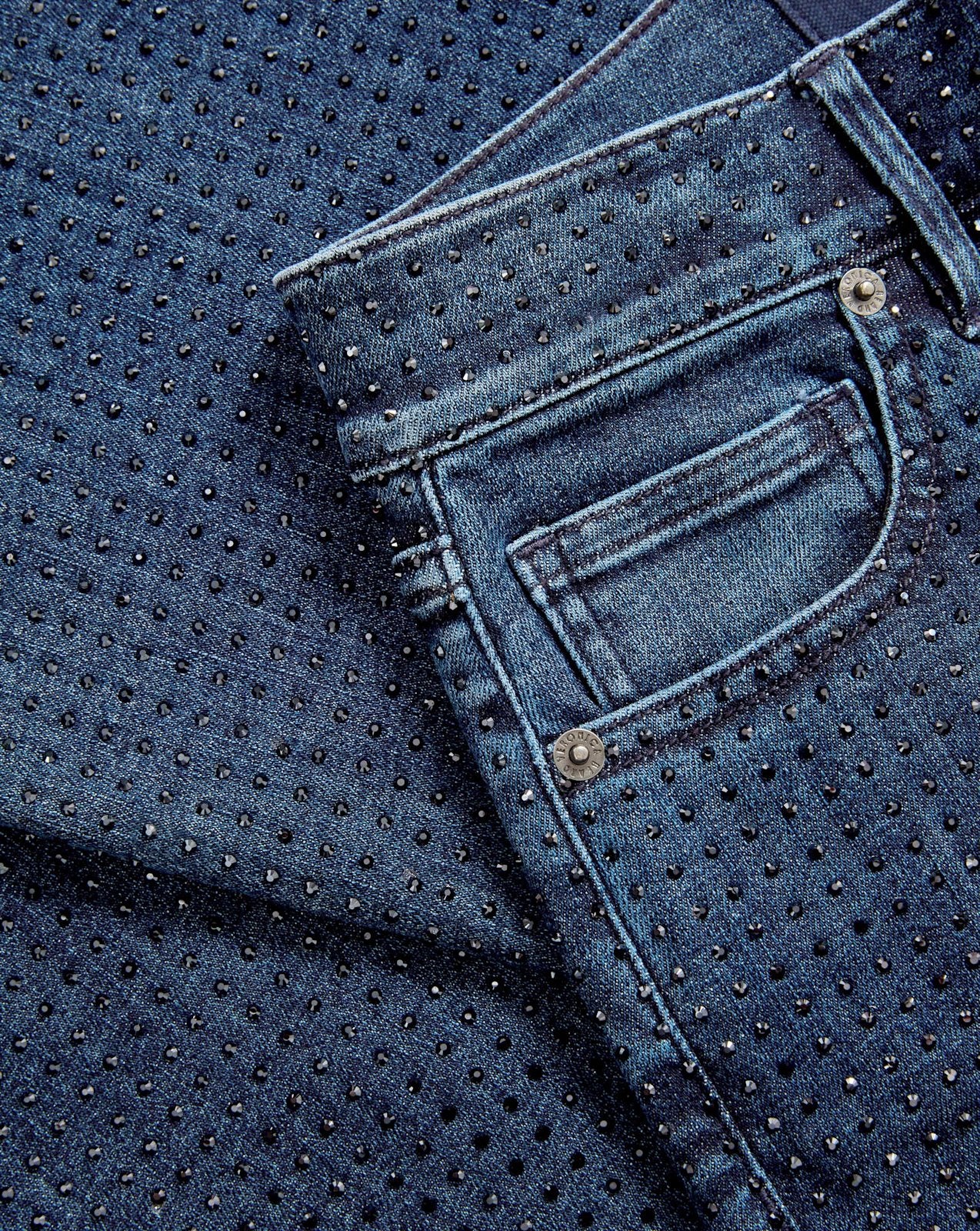 Veronica Beard Beverly Rhinestone Skinny-Flare Jean - Indigo Rinse