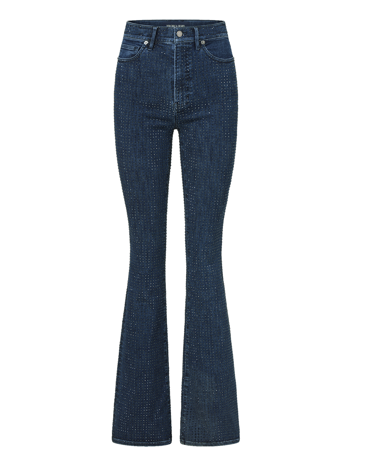 Veronica Beard Beverly Rhinestone Skinny-Flare Jean - Indigo Rinse