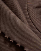 Veronica Beard Harden Purl-Trim T-Shirt - Dark Umber