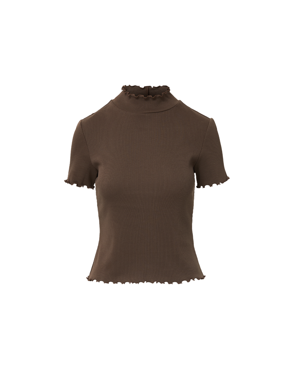 Veronica Beard Harden Purl-Trim T-Shirt - Dark Umber