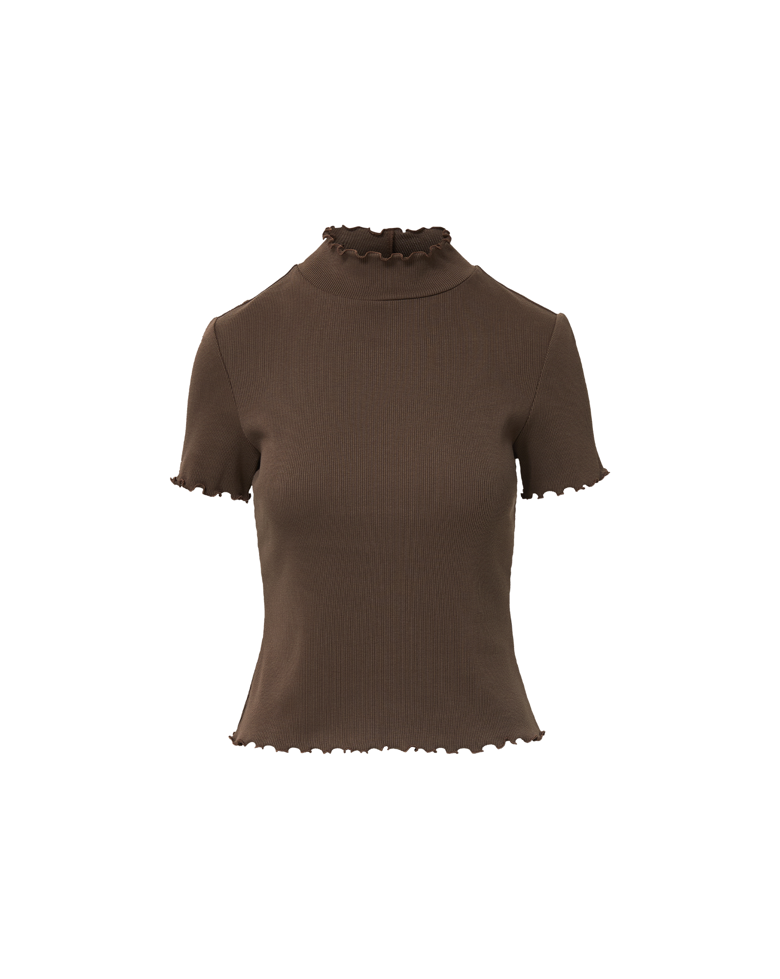 Veronica Beard Harden Purl-Trim T-Shirt - Dark Umber