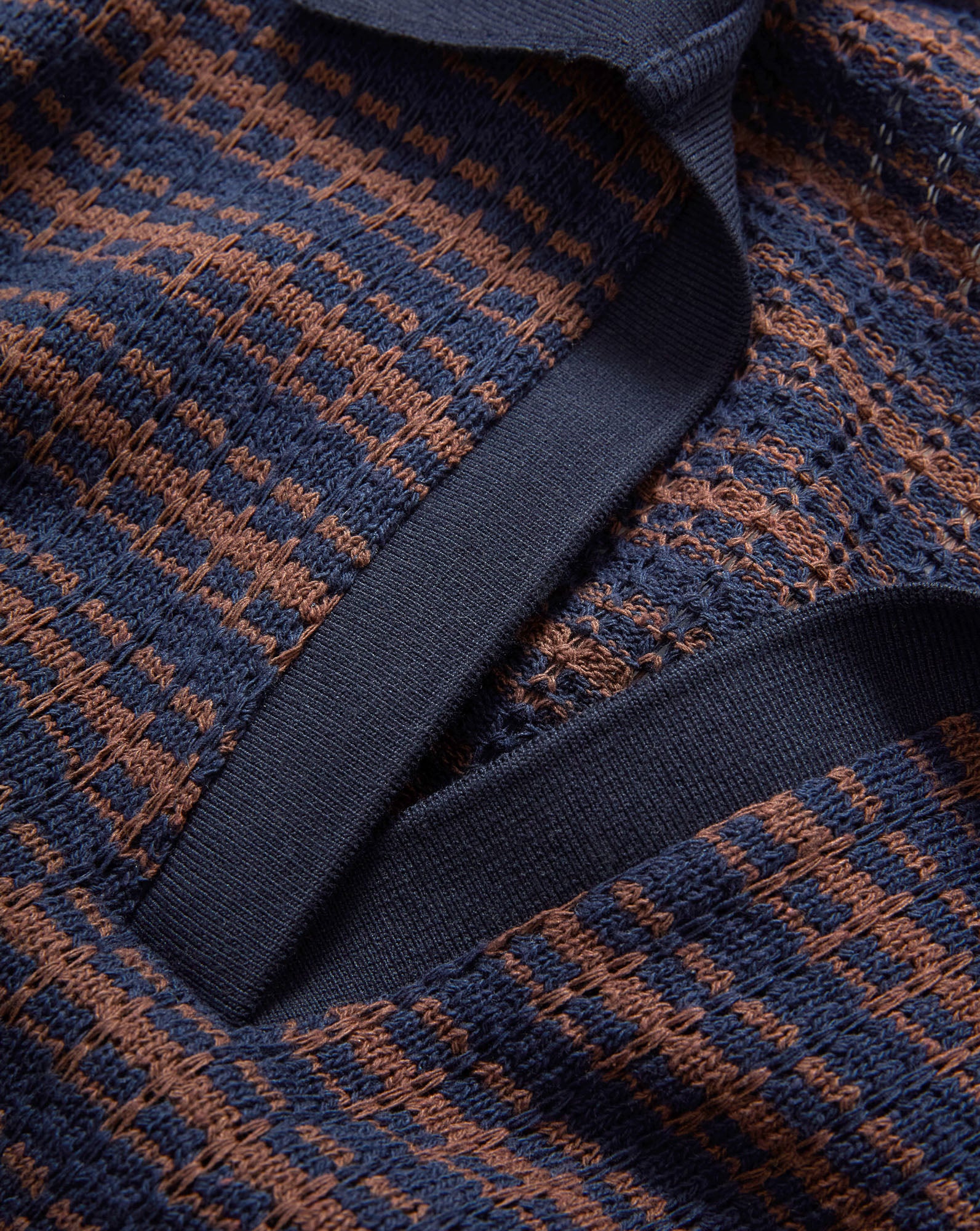 Veronica Beard Kamal Knit Polo - Navy/Dark Umber Multi