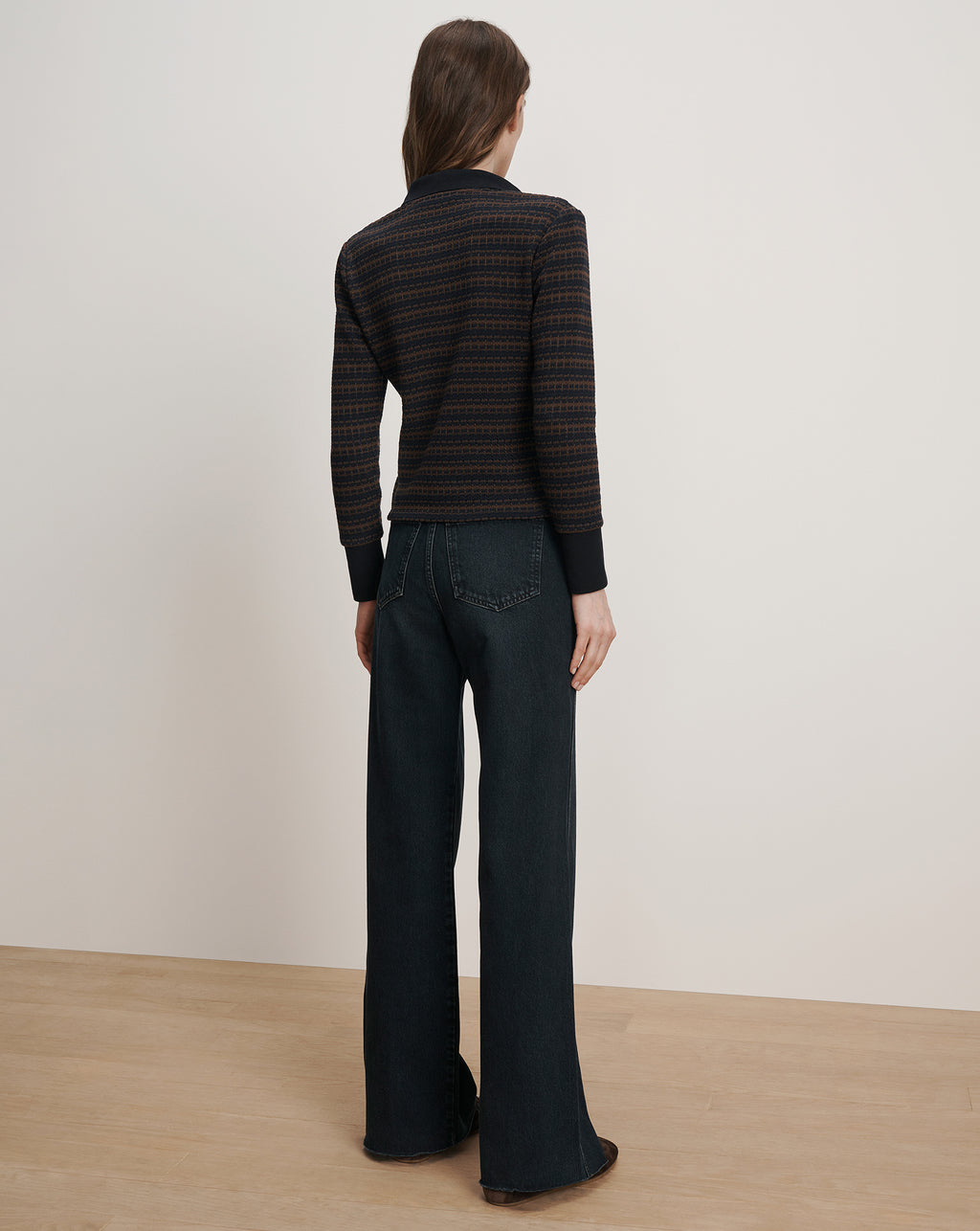 Veronica Beard Kamal Knit Polo - Navy/Dark Umber Multi