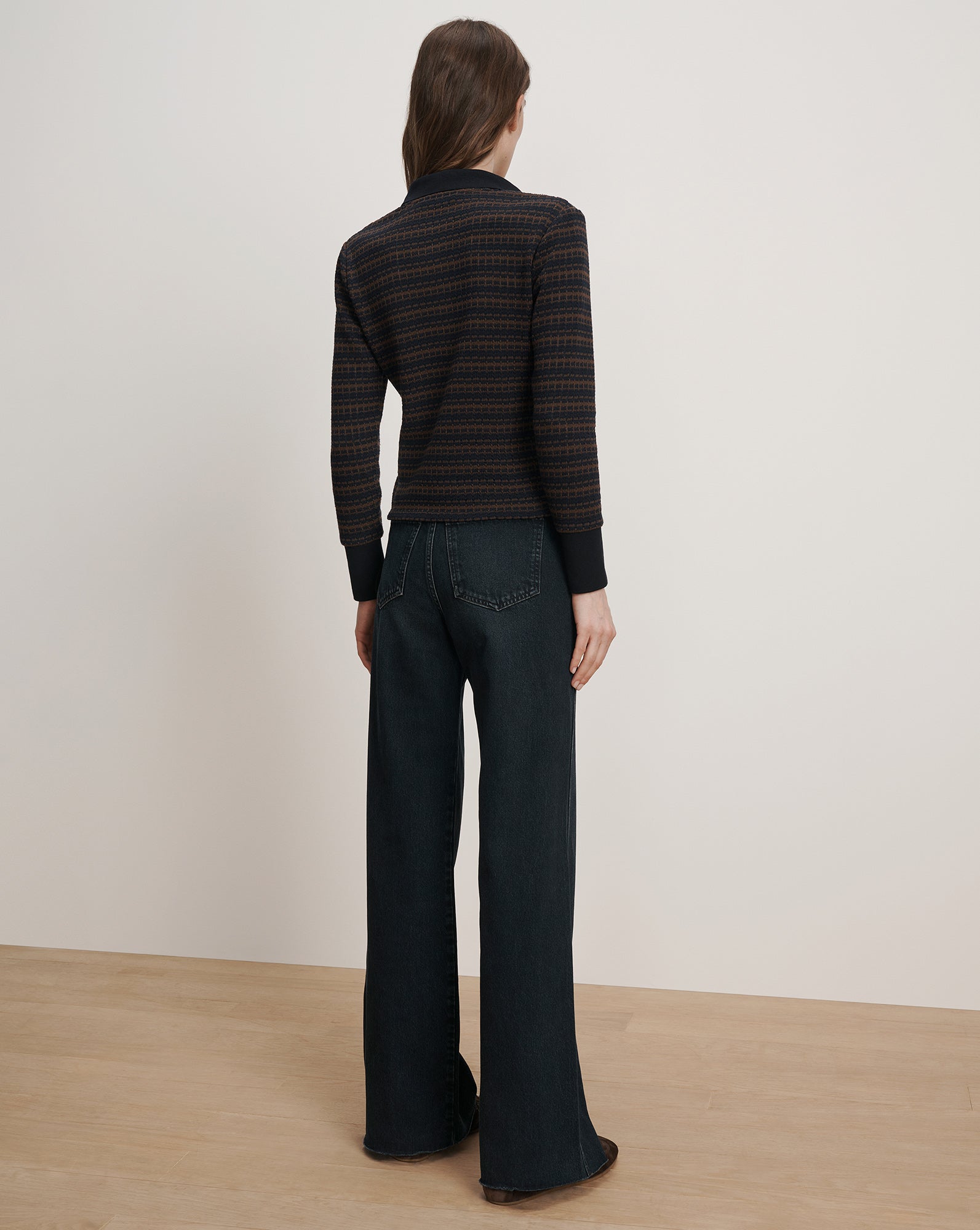 Veronica Beard Kamal Knit Polo - Navy/Dark Umber Multi