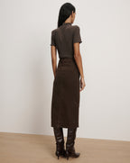 Veronica Beard Pavana Corduroy Midi Skirt - Dark Umber