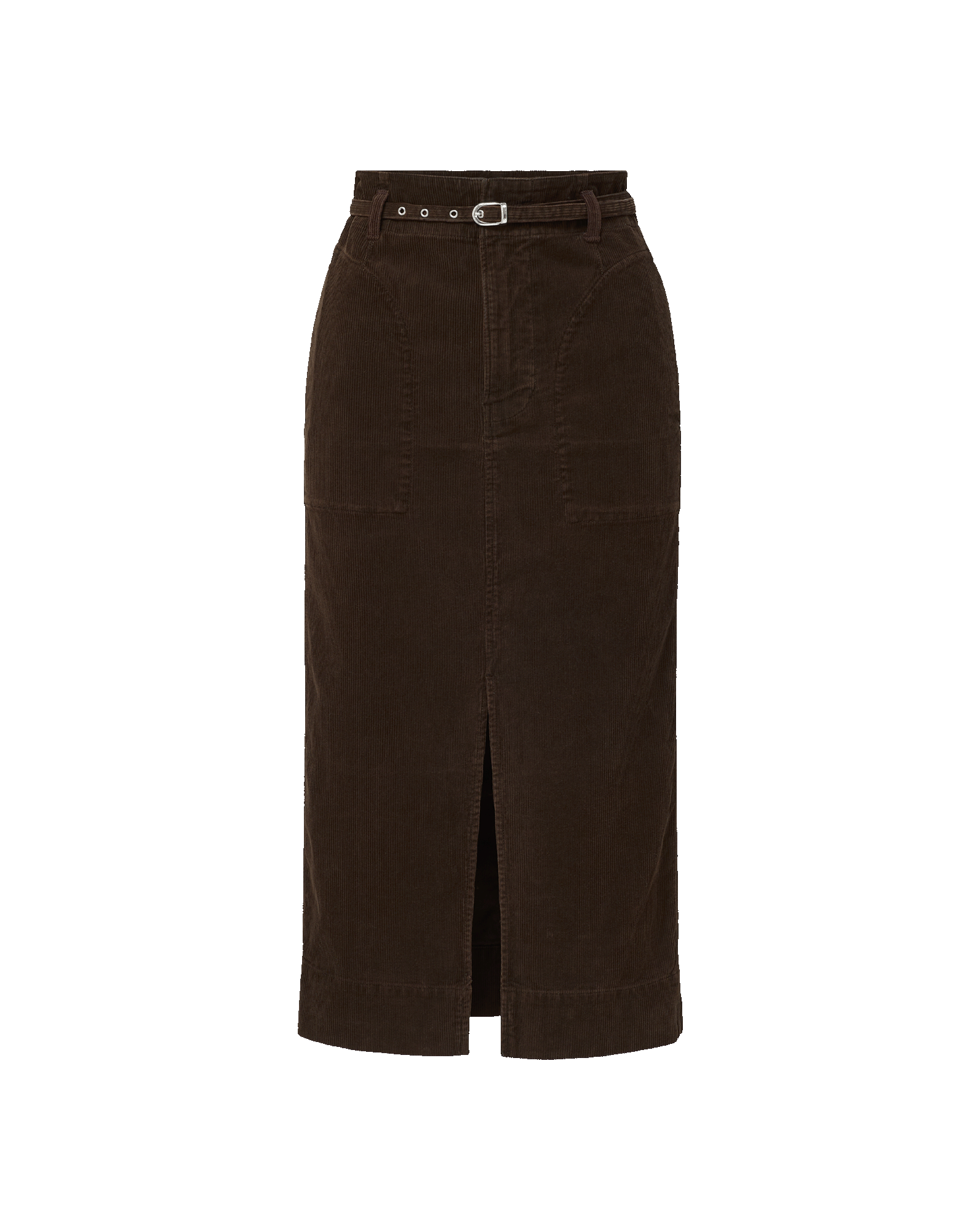 Veronica Beard Pavana Corduroy Midi Skirt - Dark Umber
