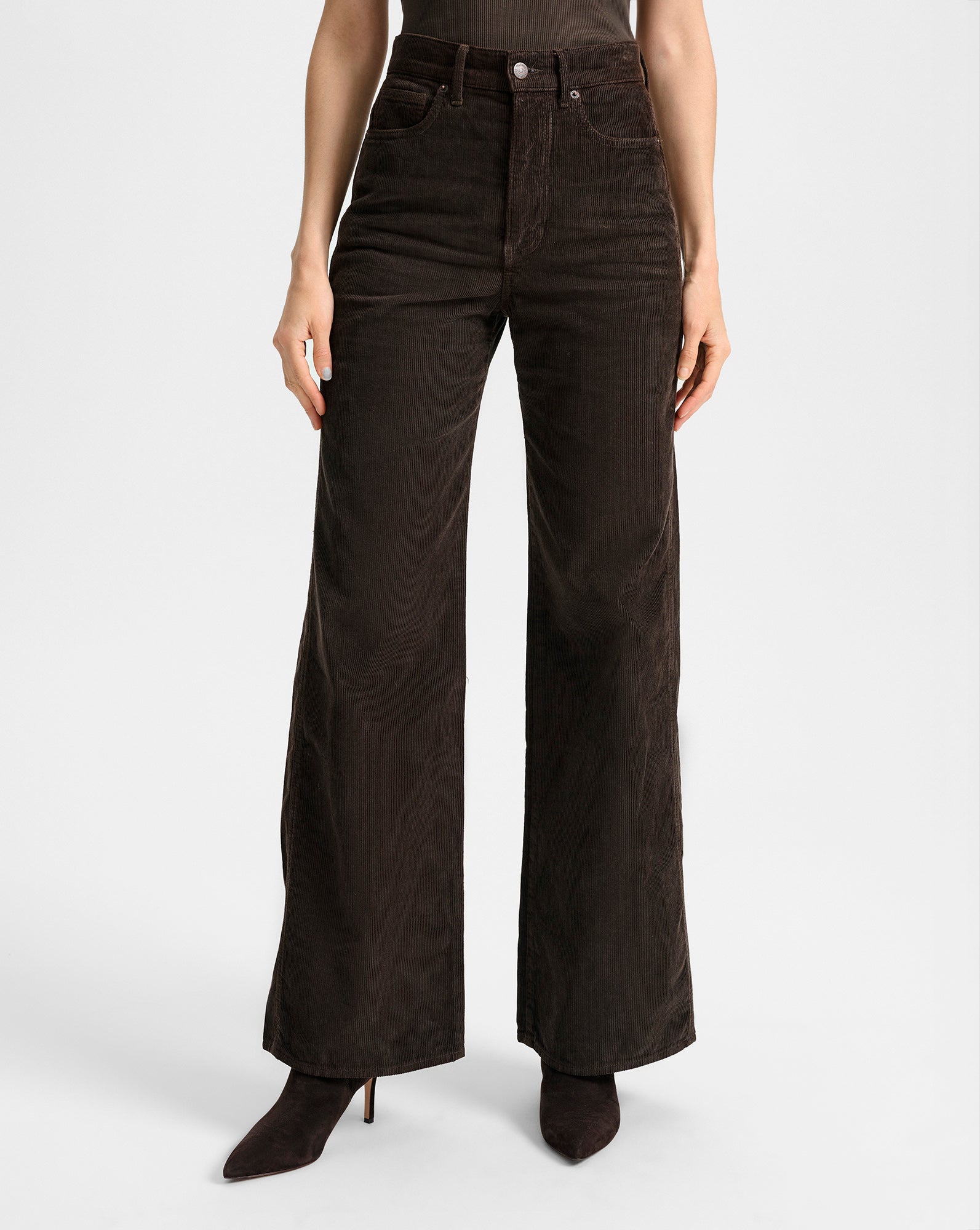Veronica Beard Taylor Corduroy Wide-Leg Pant - Dark Umber