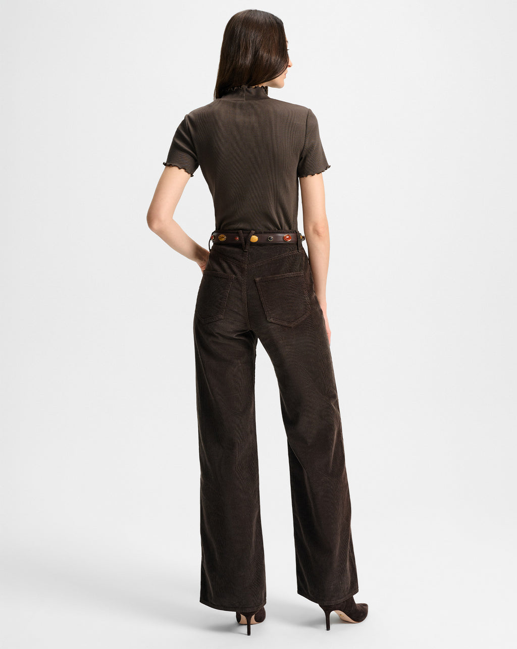 Veronica Beard Taylor Corduroy Wide-Leg Pant - Dark Umber