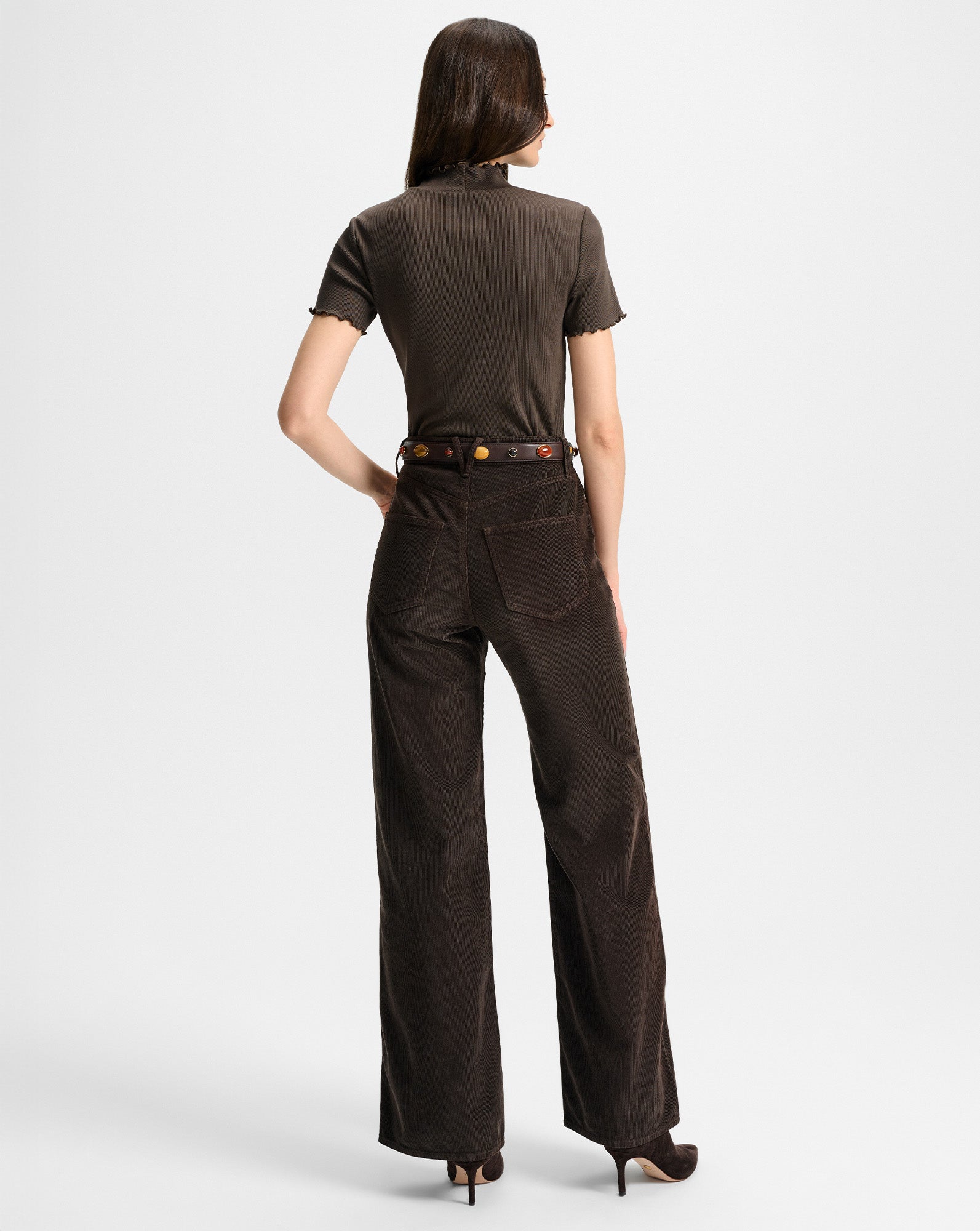 Veronica Beard Taylor Corduroy Wide-Leg Pant - Dark Umber