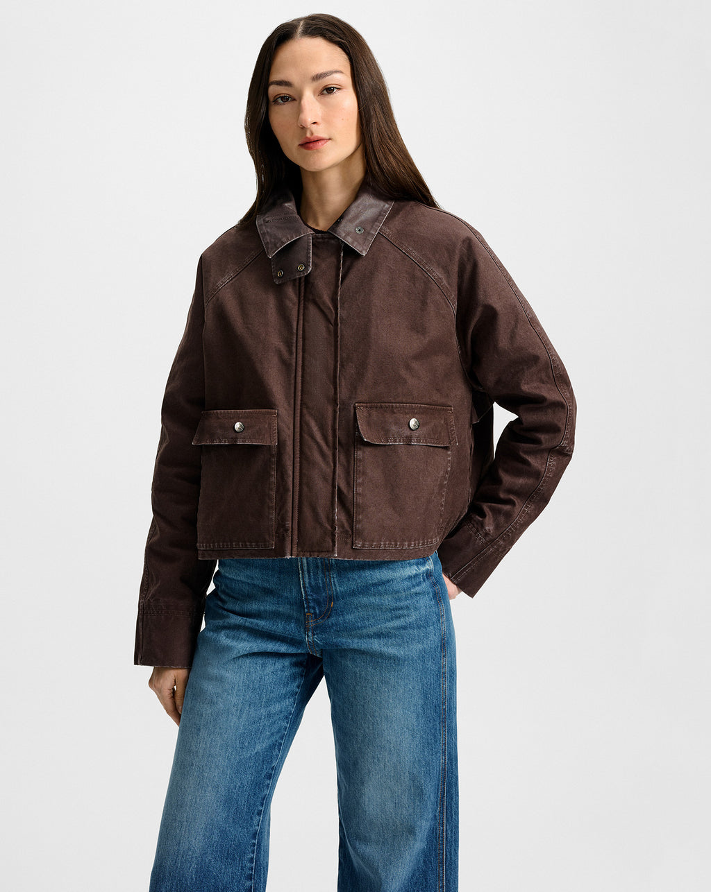 Veronica Beard Arlo Canvas Chore Jacket - Dark Umber