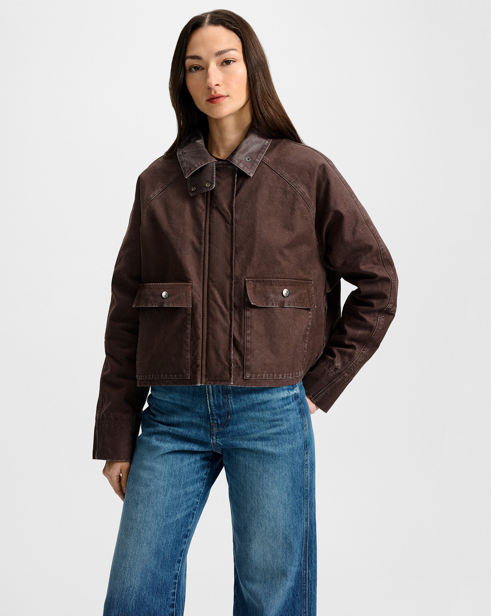 Veronica Beard Arlo Canvas Chore Jacket - Dark Umber