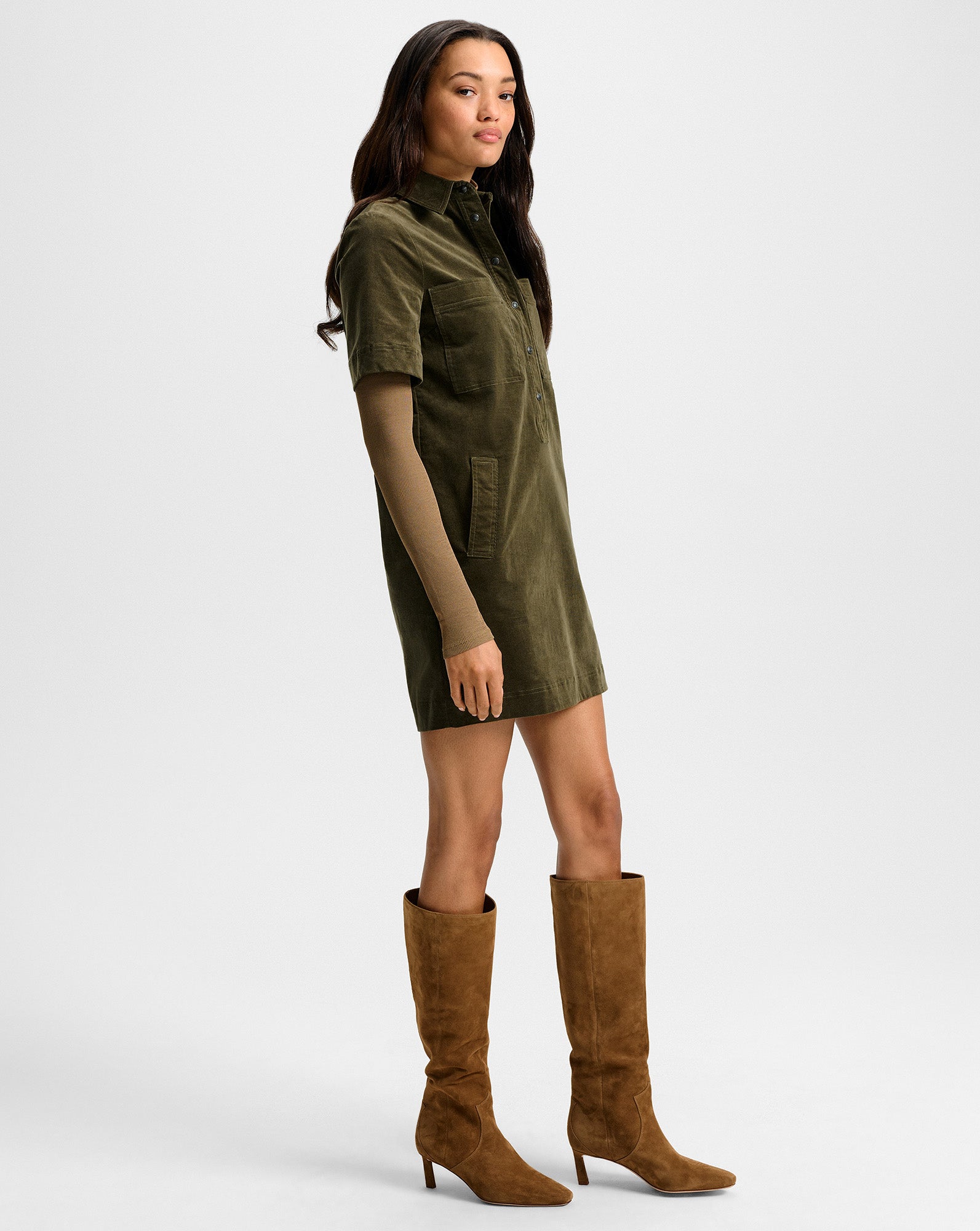 Veronica Beard Koulis Mini Shirtdress - Cypress