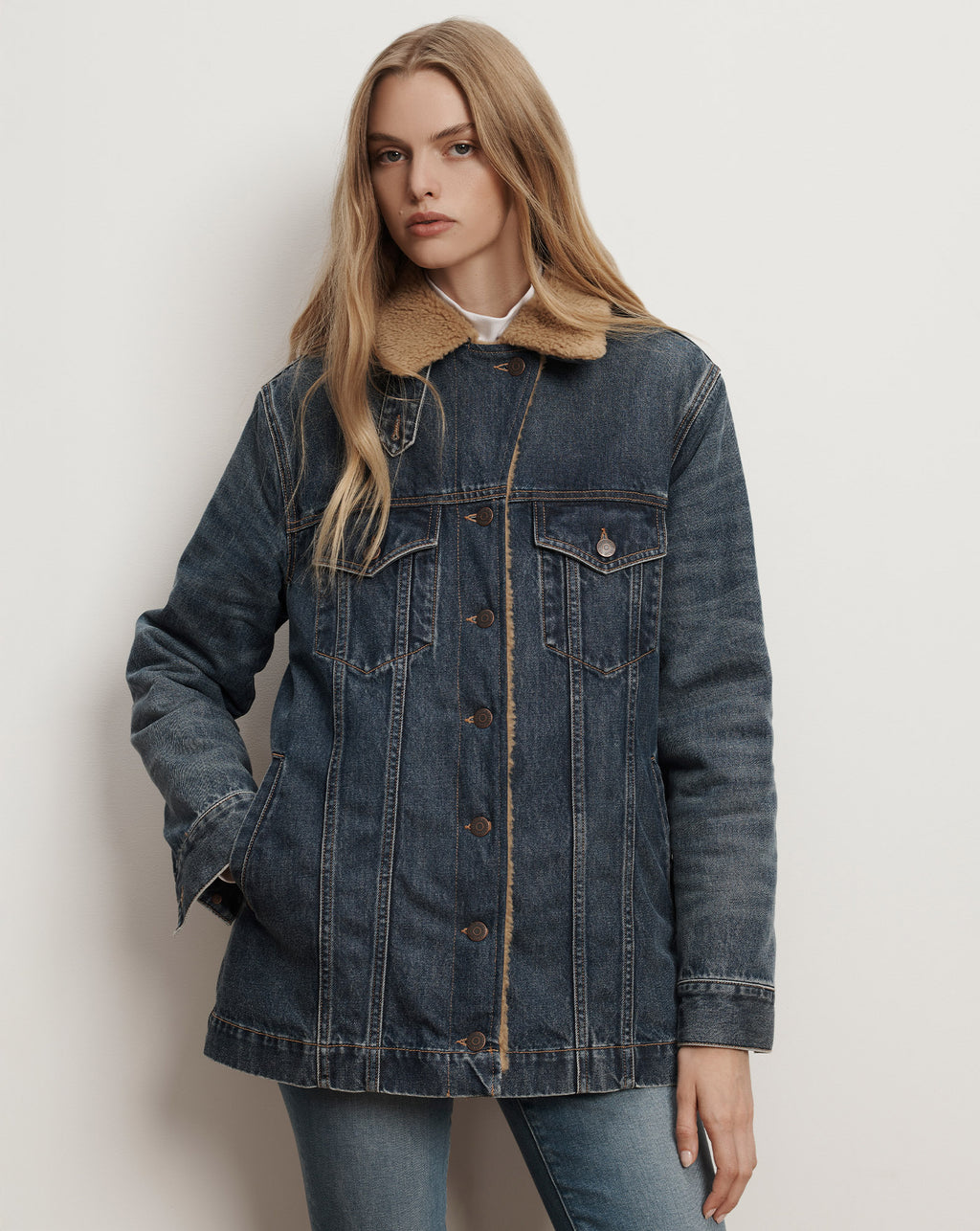 Veronica Beard Donna Sherpa Denim Jacket - City Lights