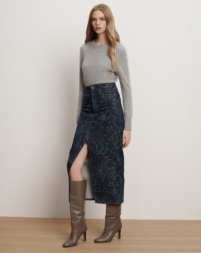 Veronica Beard Devorah Denim Maxi Skirt - Indigo Damask