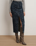 Veronica Beard Devorah Denim Maxi Skirt - Indigo Damask
