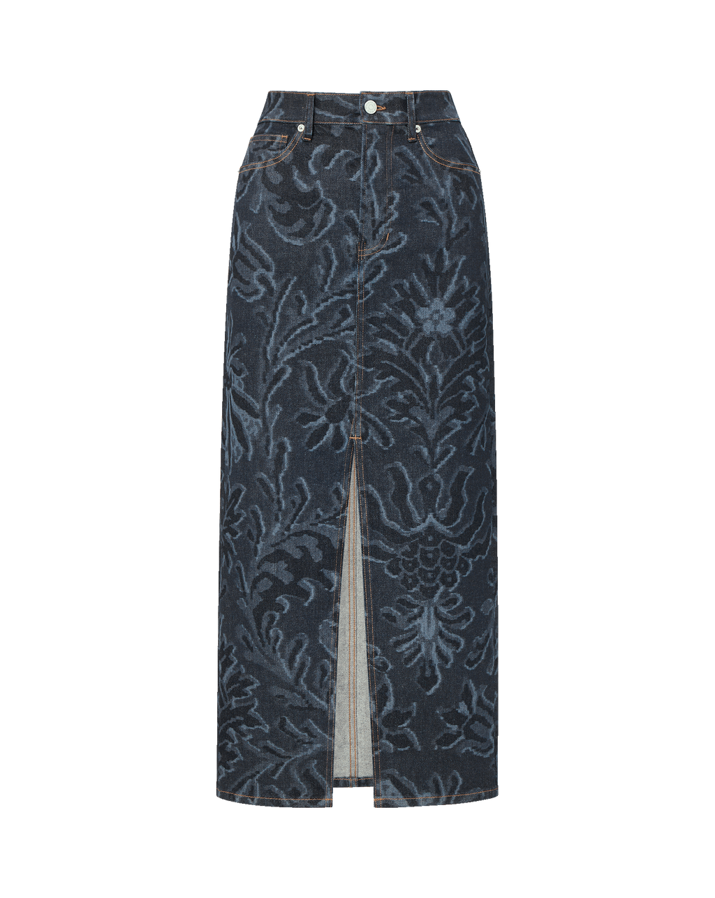 Veronica Beard Devorah Denim Maxi Skirt - Indigo Damask