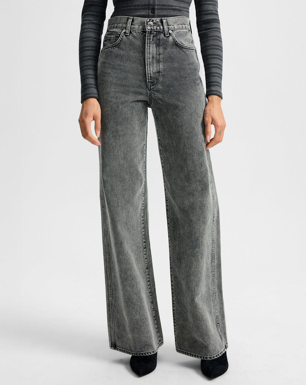 Veronica Beard Taylor Wide-Leg Jean - Volcanic Dust