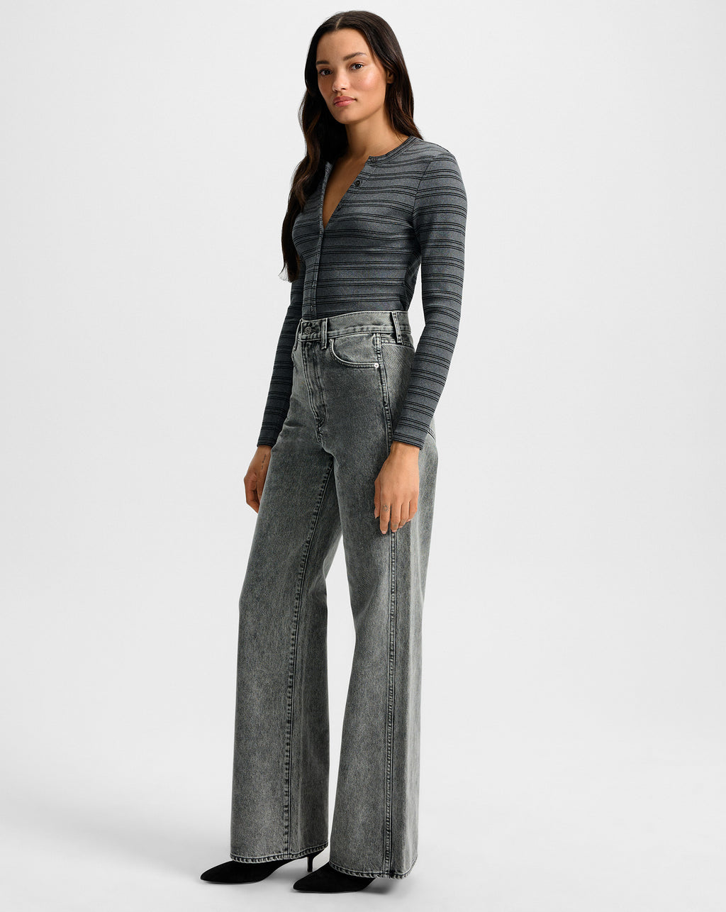 Veronica Beard Taylor Wide-Leg Jean - Volcanic Dust