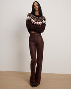 Veronica Beard Crosbie Coated Slim Wide-Leg Jean - Raisin