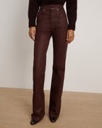 Veronica Beard Crosbie Coated Slim Wide-Leg Jean - Raisin