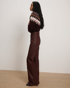 Veronica Beard Crosbie Coated Slim Wide-Leg Jean - Raisin