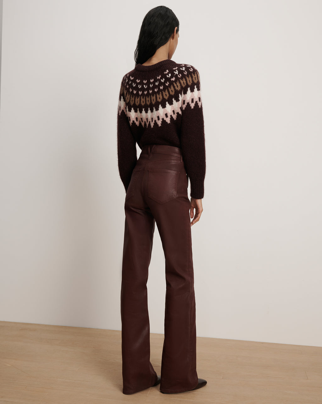 Veronica Beard Crosbie Coated Slim Wide-Leg Jean - Raisin