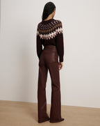 Veronica Beard Crosbie Coated Slim Wide-Leg Jean - Raisin