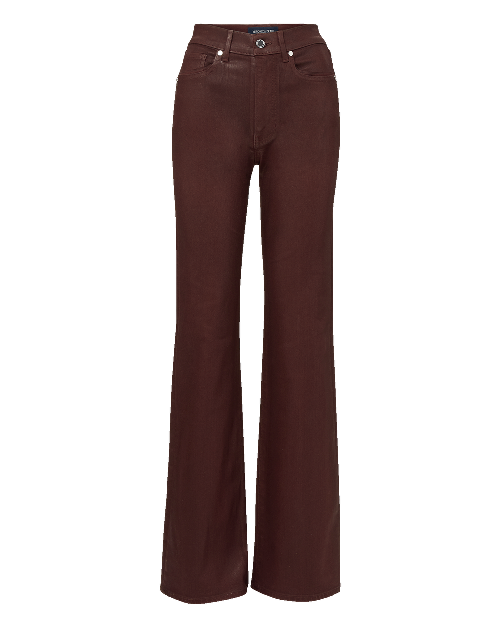 Veronica Beard Crosbie Coated Slim Wide-Leg Jean - Raisin