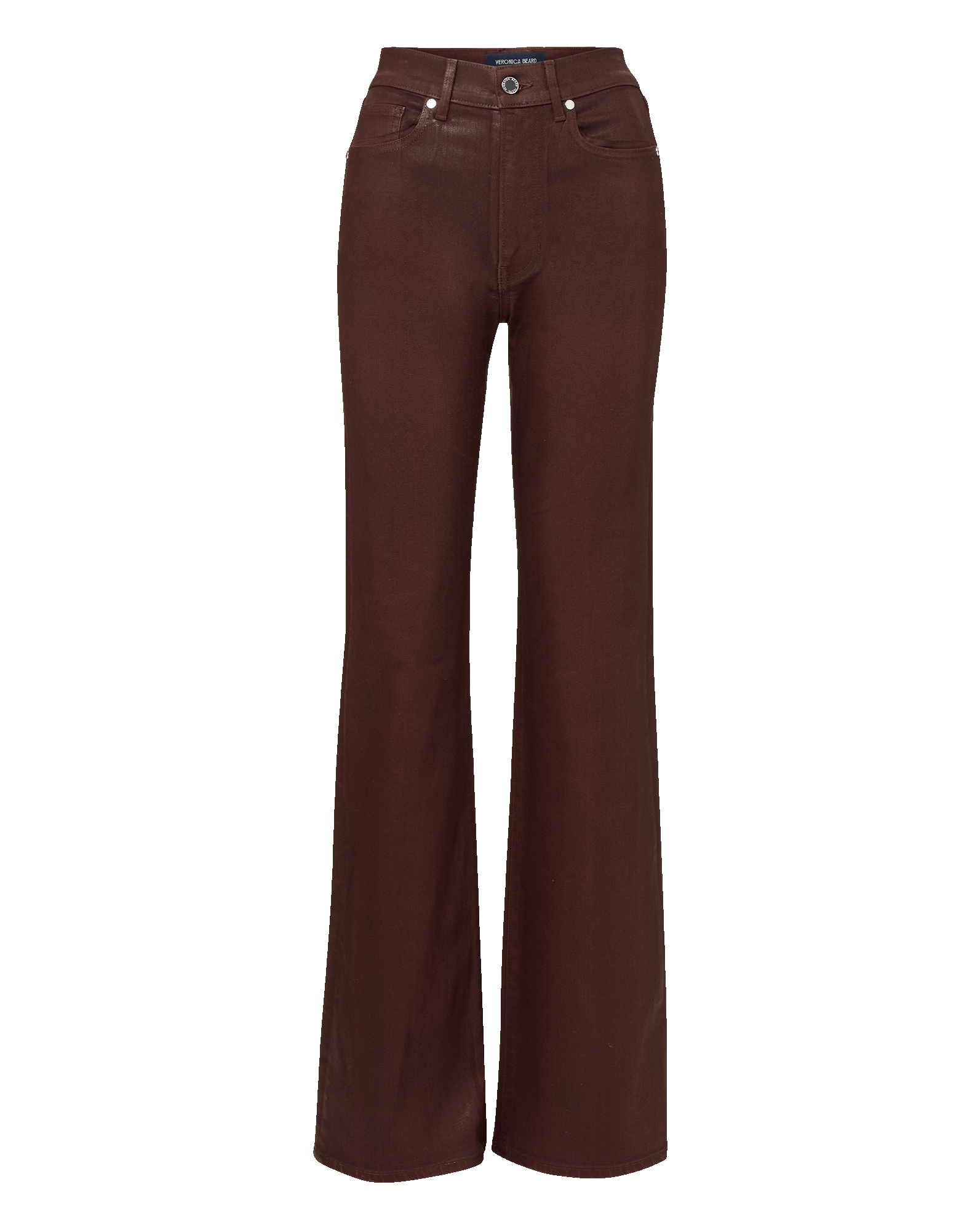 Veronica Beard Crosbie Coated Slim Wide-Leg Jean - Raisin