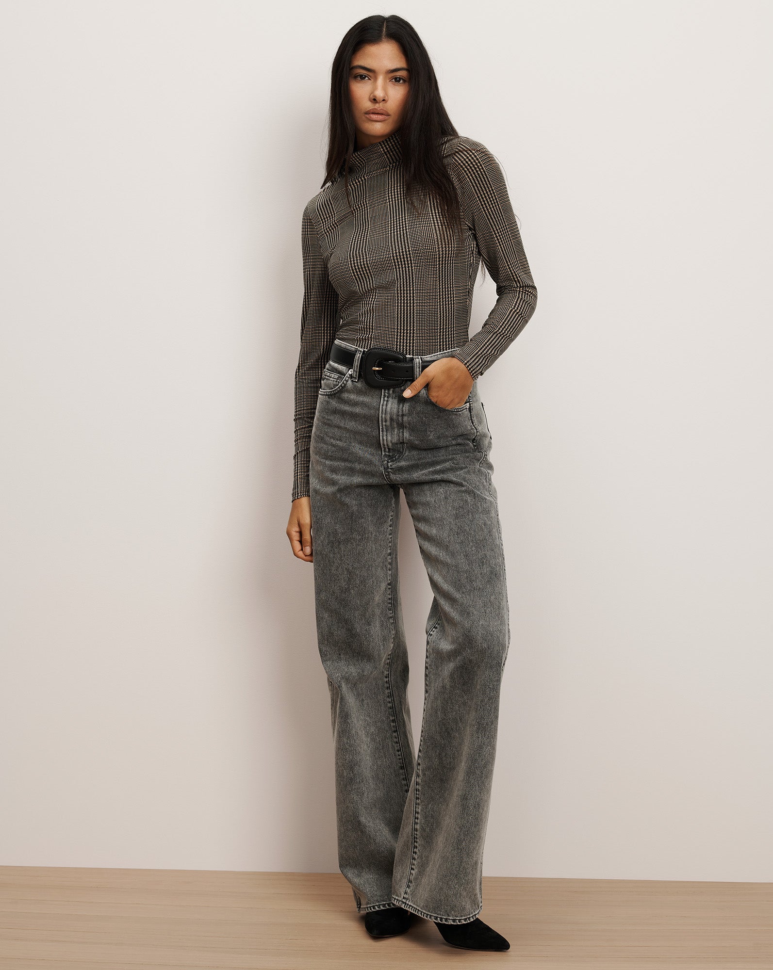 Veronica Beard Nate Mock-Neck Top - Dark Acorn Multi