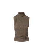 Veronica Beard Mylie Mock-Neck Tank Top - Dark Acorn Multi
