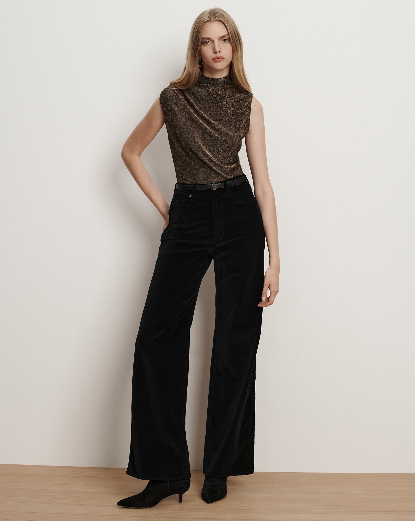 Veronica Beard Mylie Mock-Neck Tank Top - Gold