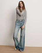 Veronica Beard Taylor Color-Block Wide-Leg Jean - Cloudy Colorblock