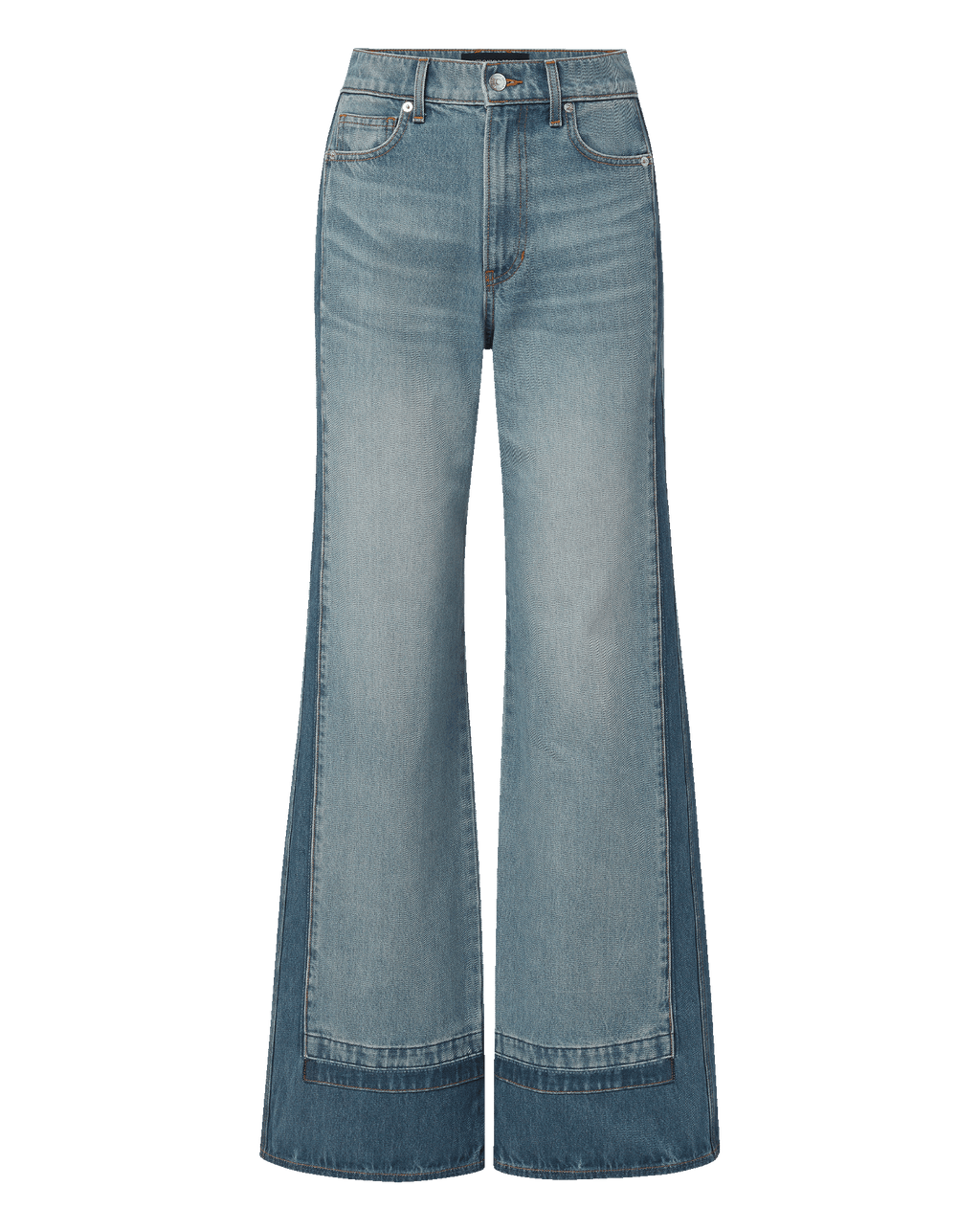 Veronica Beard Taylor Color-Block Wide-Leg Jean - Cloudy Colorblock