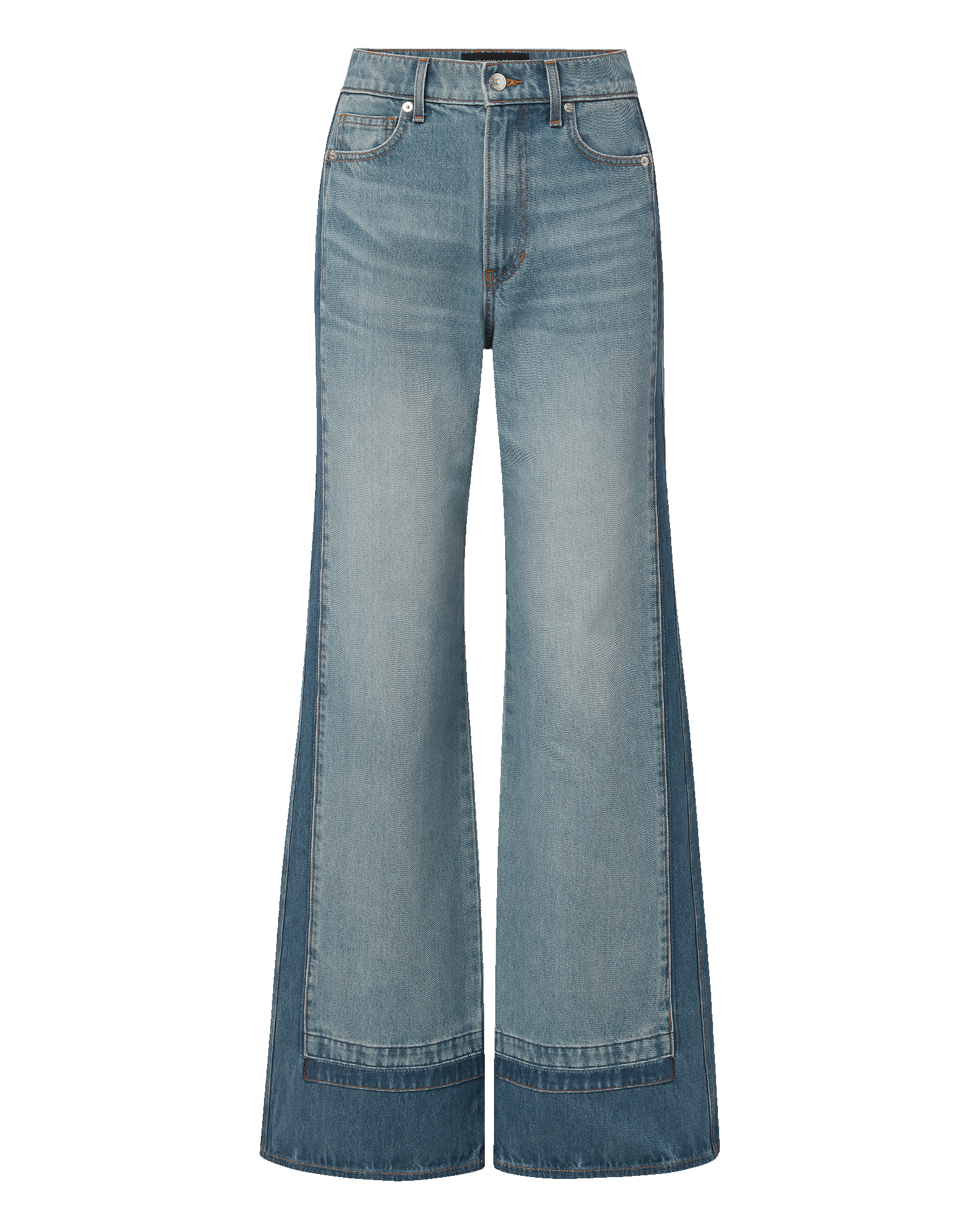 Veronica Beard Taylor Color-Block Wide-Leg Jean - Cloudy Colorblock