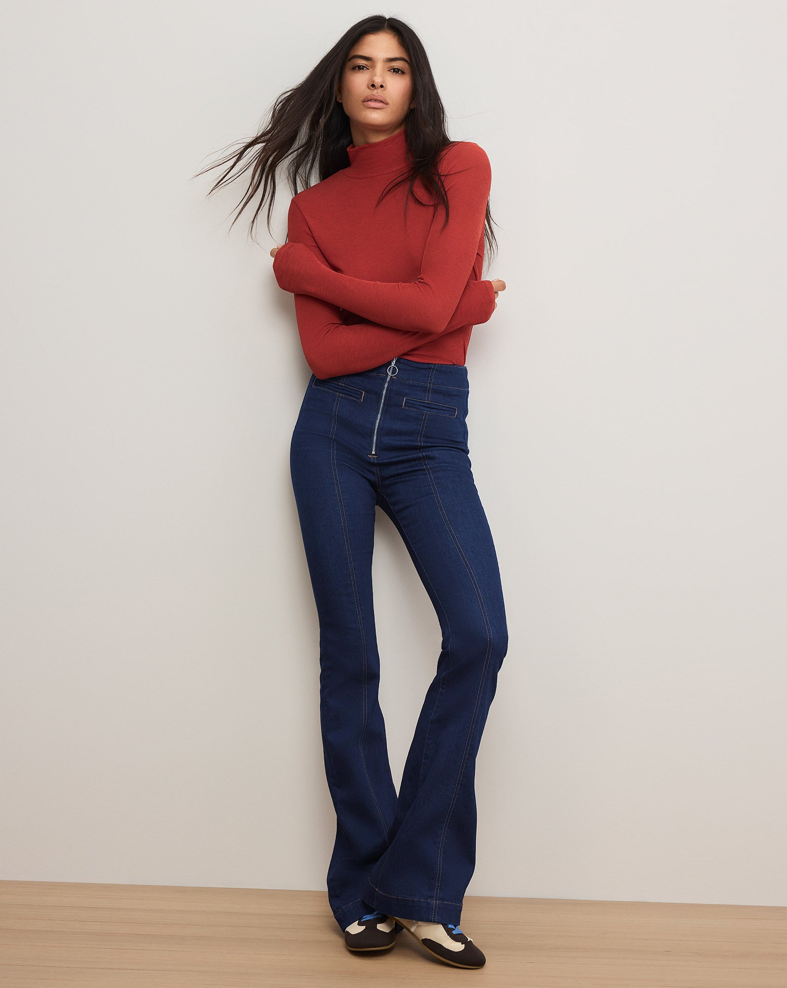 Beverly Skinny-Flare Trouser Jean in Indigo Rinse | Veronica Beard CA