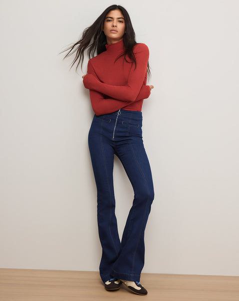 Beverly Skinny-Flare Trouser Jean in Indigo Rinse | Veronica Beard CA