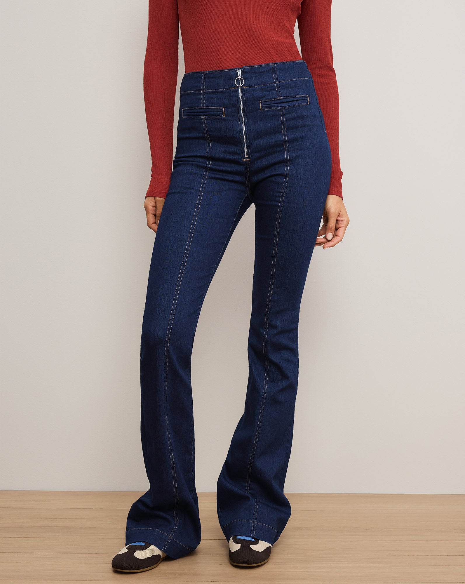 Beverly Skinny-Flare Trouser Jean in Indigo Rinse | Veronica Beard CA