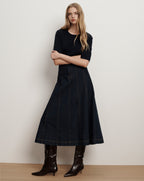 Veronica Beard Alix Denim Midi Skirt - Indigo Rinse