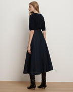 Veronica Beard Alix Denim Midi Skirt - Indigo Rinse