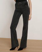 Veronica Beard Crosbie Rhinestone Slim Wide-Leg Jean - Washed Onyx