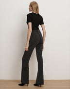 Veronica Beard Crosbie Rhinestone Slim Wide-Leg Jean - Washed Onyx